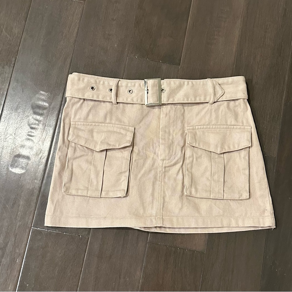 SHEIN Belted Tan Cargo Mini Skirt Size 6